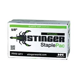 Stinger 136360 Cap Staple, 3/8 in W Crown, 5/8 in L Leg, Galvanized, 20 ga Gauge 