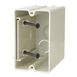 SLIDERBOX SB-1 Electrical Box, 1 -Gang, 2 -Outlet, 1 -Knockout, 1/2 in Knockout, PVC, Beige/Tan 
