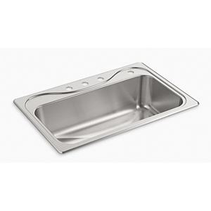 Sterling Southhaven Series 45987-4-NA Kitchen Sink, 4-Faucet Hole, 22 in OAW, 9-1/4 in OAD, 33 in OAH, Stainless Steel