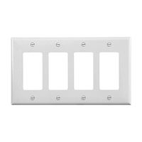 Eaton Wiring Devices PJ264W Wallplate, 4.87 in L, 8.56 in W, 4 -Gang, Polycarbonate, White, High-Gloss 
