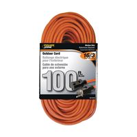 PowerZone OR501635 Extension Cord, 16 AWG Cable, 5-15P Grounded Plug, 5-15R Grounded Receptacle, 100 ft L, 125 V 
