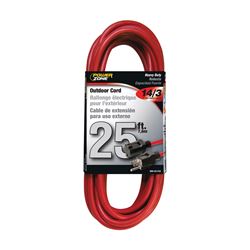 PowerZone OR514725/506725 Extension Cord, 14 AWG Cable, 25 ft L, 125 V, Red 