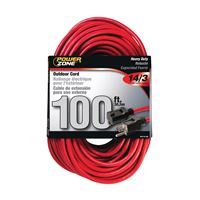 PowerZone OR514735/506735 Extension Cord, 14 AWG Cable, 100 ft L, 125 V, Red 