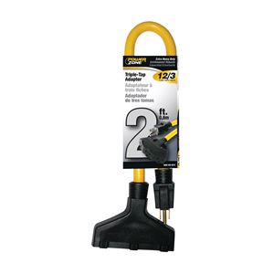 PowerZone ORAD50802 Extension Cord, 12 AWG Cable, 2 ft L, 125 V, Yellow