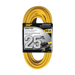 PowerZone OR500825 Extension Cord, 12 AWG Cable, 25 ft L, 125 V, Yellow 