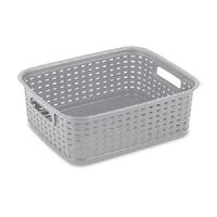 Sterilite 12726A06 Short Weave Basket, 1.3 cu-ft Capacity, Plastic, Cement, Rectangle 