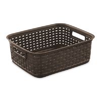 Sterilite 12726P06 Short Weave Basket, 1.3 cu-ft Capacity, Plastic, Espresso, Rectangle 