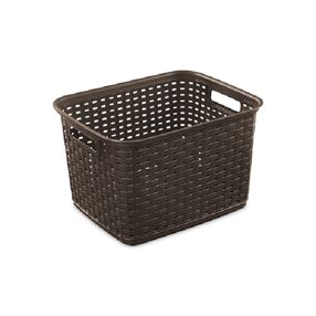 Sterilite 12736P06 Tall Weave Basket, 1.8 cu-ft Capacity, Plastic, Espresso, Rectangle