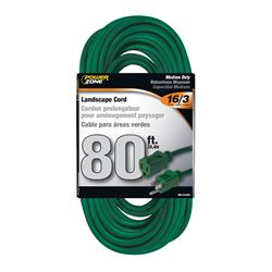 PowerZone OR880633 Extension Cord, 16 AWG Cable, 80 ft L, 125 V, Green 