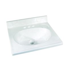 Foremost WW-1719 Vanity Top, 19 in OAL, 17 in OAW, Marble, White 