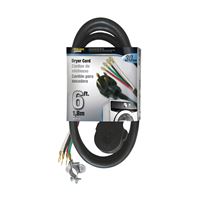 PowerZone ORD100406 Power Supply Dryer Cord, 10 AWG Cable, 6 ft L, 250 V, Black 