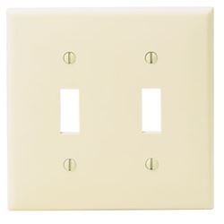 Leviton 001-80709-00I Wallplate, 4-1/2 in L, 2-3/4 in W, 2 -Gang, Nylon, Ivory, Smooth 