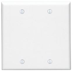 Leviton 001-88025-000 Wallplate, 4-1/2 in L, 4.56 in W, 0.22 in Thick, 2 -Gang, Thermoset Plastic, White, Smooth 