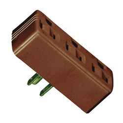 Eaton Wiring Devices BP1147B Outlet Adapter, 2 -Pole, 15 A, 125 V, 3 -Outlet, NEMA: NEMA 5-15R, Brown 