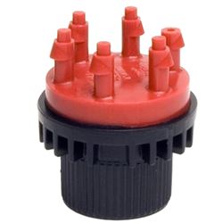 Rain Bird MANIF2PK Manifold, 1/2 in Connection, FPT x Barb, 6 -Port, 1/4 in Tubing, Plastic, Red 
