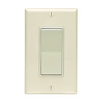 Decora C36-05671-02T Rocker Switch with Wallplate, 12 A, 120/277 V, SPST, Lead Wire Terminal, Light Almond 