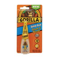 Gorilla 7500102 Super Glue Brush and Nozzle, Liquid, Irritating, Straw/White Water, 10 g Bottle 