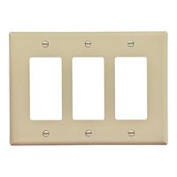 Eaton Wiring Devices PJ263V Wallplate, 4.87 in L, 6-3/4 in W, 3 -Gang, Polycarbonate, Ivory, High-Gloss 