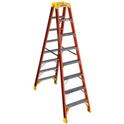 WERNER T6200 Series T6208 Twin Ladder, 12 ft Max Reach H, 7-Step, 300 lb, Type IA Duty Rating, 3 in D Step, Fiberglass 