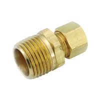 Anderson Metals 750068-0604 Pipe Connector, 3/8 x 1/4 in, Compression x Male, Brass, 200 psi Pressure 10 Pack 
