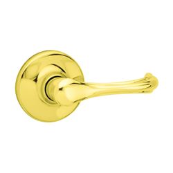 Kwikset 200DNL 3 Passage Door Lever, Non-Locking Lock, Polished Brass, Zinc, Residential, Reversible Hand, 3 Grade 