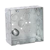 Raco 8257 Outlet Box, 1-Gang, 12-Knockout, Steel, Silver, Galvanized, FM Bracket 