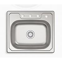 Sterling Middleton Series 14631-4-NA Kitchen Sink, 4-Faucet Hole, 22 in OAW, 6 in OAD, 25 in OAH, Stainless Steel 