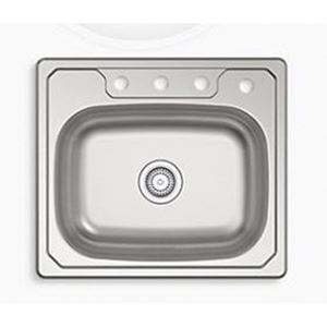 Sterling Middleton Series 14631-4-NA Kitchen Sink, 4-Faucet Hole, 22 in OAW, 6 in OAD, 25 in OAH, Stainless Steel