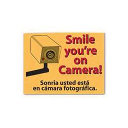 Centurion SIGN SMILE Shoplifting Sign, Rectangular, Smile youre On Camera!, Red Legend, Yellow Background, Plastic 