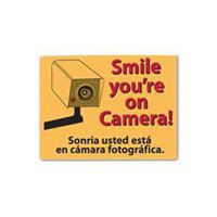 Centurion SIGN SMILE Shoplifting Sign, Rectangular, Smile youre On Camera!, Red Legend, Yellow Background, Plastic 