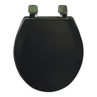 Bemis H500AR047 Toilet Seat, Round, Wood, Black, Adjustable Hinge 