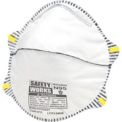Safety Works 10102485 Harmful Dust Disposable Respirator with Odor Filter, One-Size Mask, N95 Filter Class, White 