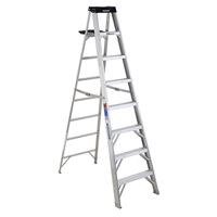 WERNER 378 Step Ladder, 8 ft Max Reach H, 7-Step, 300 lb, Type IA Duty Rating, 3 in D Step, Aluminum, Black 