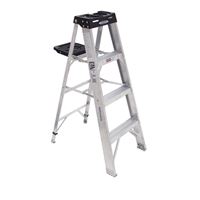 Werner 374 Step Ladder, 4 ft H, Type IA Duty Rating, Aluminum, 300 lb, 3-Step, 8 ft Max Reach 