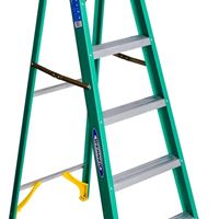 WERNER 5906 Step Ladder, 10 ft Max Reach H, 5-Step, 225 lb, Type II Duty Rating, 3 in D Step, Fiberglass, Green 