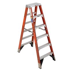 WERNER T7400 Series T7406 Step Ladder, 10 ft Max Reach H, 5-Step, 375 lb, Type IAA Duty Rating, 3 in D Step 