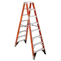 WERNER T7400 Series T7408 Step Ladder, 12 ft Max Reach H, 7-Step, 375 lb, Type IAA Duty Rating, 3 in D Step 