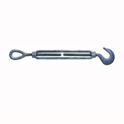 BARON 16-1/2X6 Turnbuckle, 1500 lb Working Load, 1/2 in Thread, Hook, Eye, 6 in L Take-Up, Galvanized Steel 