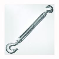 BARON 17-1/2X12 Turnbuckle, 1500 lb Working Load, 1/2 in Thread, Hook, Hook, 12 in L Take-Up, Galvanized Steel 
