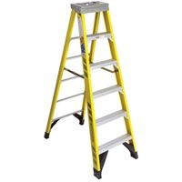 WERNER 7306 Step Ladder, 10 ft Max Reach H, 5-Step, 375 lb, Type IAA Duty Rating, 3 in D Step, Fiberglass 