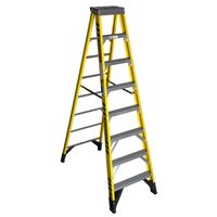 WERNER 7308 Step Ladder, 12 ft Max Reach H, 7-Step, 375 lb, Type IAA Duty Rating, 3 in D Step, Fiberglass 