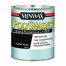 Minwax PolyShades 614950444 Wood Stain and Polyurethane, Gloss, Classic Black, Liquid, 1 qt, Can 