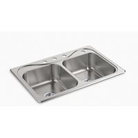 Sterling Southhaven Series 11402-4-NA Kitchen Sink, 4-Faucet Hole, 22 in OAW, 8 in OAD, 33 in OAH, Stainless Steel 