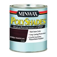 Minwax 61480444 Waterbased Polyurethane Stain, Gloss, Liquid, Bombay Mahogany, 1 qt, Can 