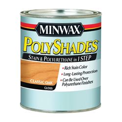 Minwax PolyShades 61470444 Wood Stain and Polyurethane, Gloss, Classic Oak, Liquid, 1 qt, Can 