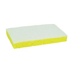 Scotch-Brite 63 Scrub Sponge, 6.1 in L, 3.6 in W, 0.7 in Thick, Cellulose/Fiber/Mineral/Resin, White/Yellow, Pack of 20 