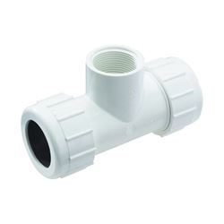NDS CPT-2000-T Pipe Tee, 2 in, Compression x FNPT, PVC, White, SCH 40 Schedule, 150 psi Pressure 