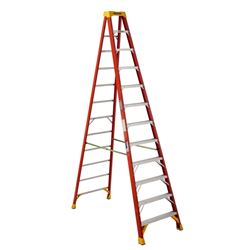 Werner 6212 Step Ladder, 12 ft H, Type IA Duty Rating, Fiberglass, 300 lb, 11-Step, 16 ft Max Reach 