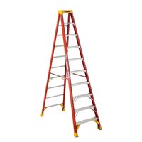 Werner 6210 Step Ladder, 10 ft H, Type IA Duty Rating, Fiberglass, 300 lb, 9-Step, 14 ft Max Reach 