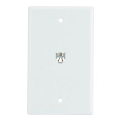 Eaton Wiring Devices 3532-4W Telephone Jack with Wallplate, Thermoplastic Housing Material, White 